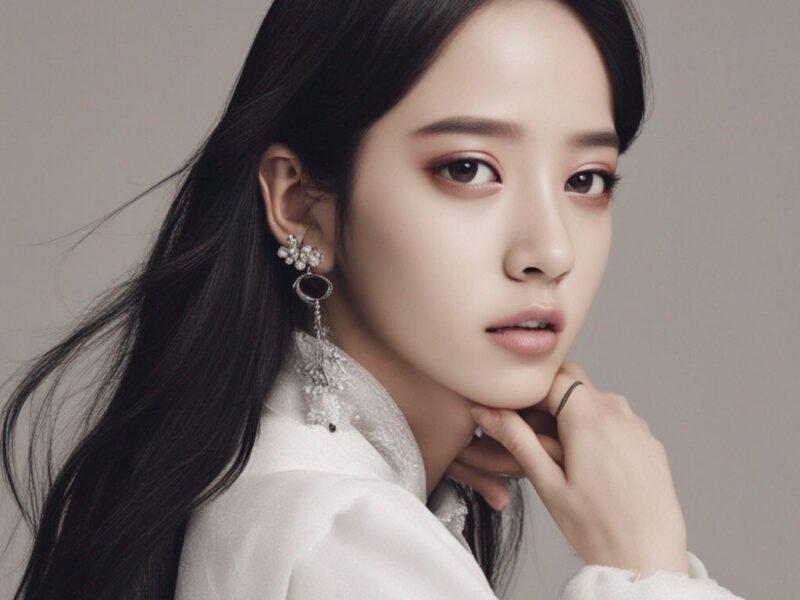 Jisoo from Blackpink against a backdrop of the evolving K-pop industry.