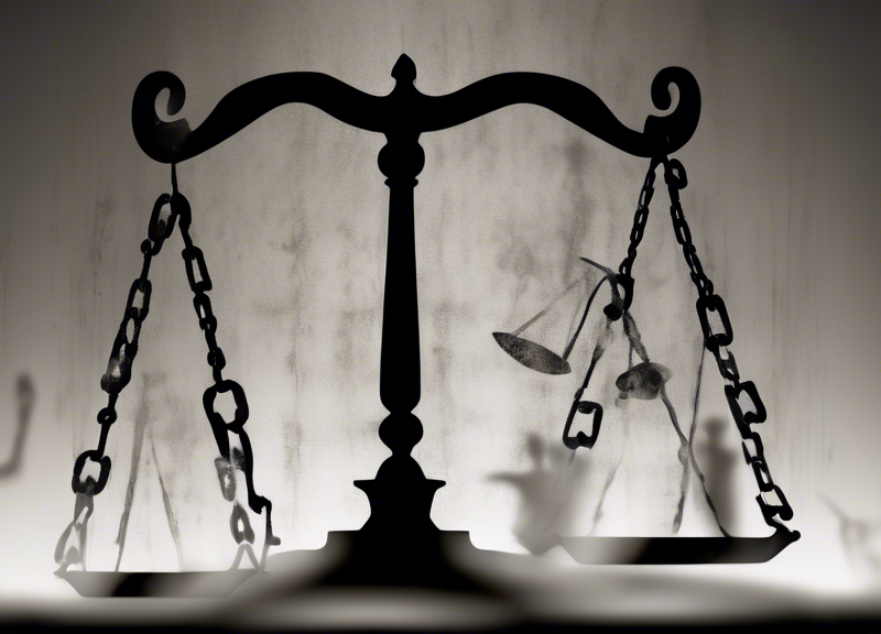 An abstract digital artwork illustrating the concept of time and justice, with symbolic scales of justice in the foreground and a blurred clock in the background fading into darkness, conveying the theme of statute of limitations in a nuanced and non-direct manner without depicting any individuals.