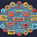 Create an image of a detailed flowchart illustrating the various revenue streams in music publishing, including mechanical royalties, performance royalties, synchronization licensing, and more. Each r