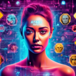 A realistic portrayal of a person's face morphing into a deep fake image, with various warning signs and caution symbols in the background, highlighting the potential dangers and ethical concerns of A