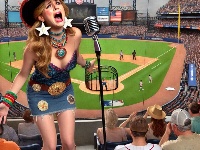 A-female-country-western-singer-dressed-inappropriately-singing-horribly-at-a-Major-League-Baseball-Home-Run-Derby-contest