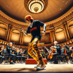 A-Latino-rapper-dancing-energetically-on-stage-at-Carnegie-Hall-with-the-New-York-Philharmonic-Orchestra-behind-him